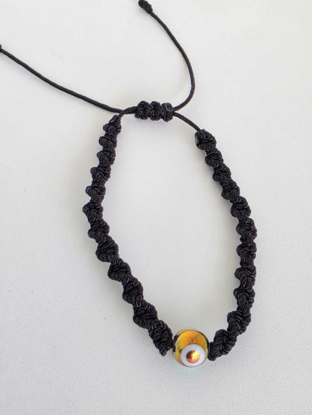 Handmade Black Macrame Evil Eye Adjustable Bracelet